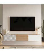 Crea TV Unit with UV Print 70-inches Basket-White Floating Entertainment... - $5,541.33 MXN