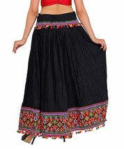 Women Skirt Kutchi Embroidered Border Rayon Skirt/Chaniya  Black XXXL - $25.46
