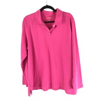 LL Bean Womens Pique Polo Shirt Long Sleeve Pink 2X - £15.37 GBP