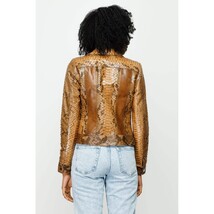 The Nayro Snake Tan Leather Women Jacket image 3