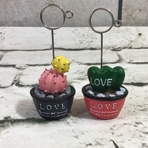 Picture Holders Stands Lot Of 2 Cactus Potted Plant Love - $14.84