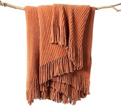 Lifein Throw Blanket For Couch-Soft Boho Throw Blanket,Cozy, Orange/Rust,50*60In - £28.76 GBP