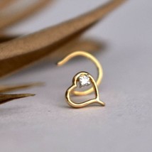0.10Ct Simulated Diamond Heart Nose Piercing Ring Pin 14k Yellow Gold Plated - £14.13 GBP