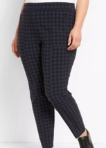 Lane Bryant On The Go Slim Stretch Ankle Pants Navy Houndstooth Pockets Plus 18 - £22.42 GBP