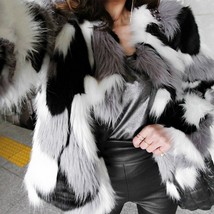 W black furry faux fur coat white thick warm coat outerwear autumn winter fluffy shaggy thumb200