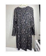 J Jill Wearever Collection Shift Dress 3/4 Sleeve Black Floral Stretch M... - $504.14 MXN
