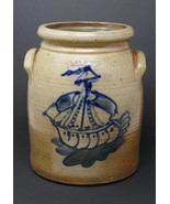 R &amp; B Diebboll Beige Hand Painted Ship at Sea Stoneware Crock Jar NO LID - $4,613.36 MXN
