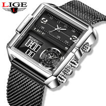  Watch Digital Dual Display Men LED Quartz Sport Watches Wristwatch Sports - £43.23 GBP