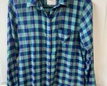 So FavoriteButton Up Shirt Womens Size S Blue Green Buffalo Check Flannel - $13.80