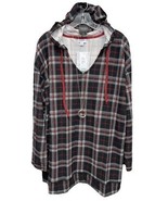 NWT LuLaRoe 2XL Black Red White Gray Plaid ELIZA Long Sleeved Halloween ... - $40.58