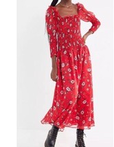 Urban Outfitters Red Floral Bohemian Boho Indie Festival Women&#39;s L Greta Dress - £50.34 GBP