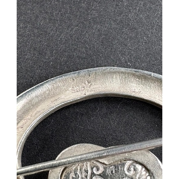 925 STERLING SILVER LOVE BIRDS HEART LOCKET BROOCH SKY Item image 7