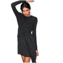 TOPSHOP Women&#39;s Black Asymmetrical Long Sleeve Sparkle Dress Size 6 - $36.00