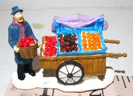 Lemax Mini Christmas Figurine Street Vendor Man Fruit Vege Cart  VTG Village - £11.55 GBP