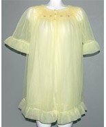 VTG 2-Pc Embroidered Pinch Top Roses Ruffles Sleeves Bottom Yellow Peign... - $108.03 CAD