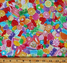 Cotton Tossed Candy Candies Sweets Treats Food Fabric Print by the Yard D570.08 - £24.29 GBP