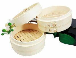 Dimsum High Tea 6&quot; Diameter Bamboo Steamer - Stackable Two Baskets With ... - €19,87 EUR