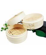 Dimsum High Tea 6&quot; Diameter Bamboo Steamer - Stackable Two Baskets With ... - €19,72 EUR