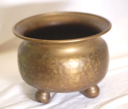 Hammered Brass Flower Planter 3 Footed - $29.69
