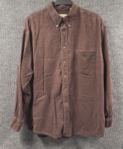 St Johns Bay Shirt Mens Large Brown Corduroy Button Down Ribbed Corduroy... - £20.06 GBP