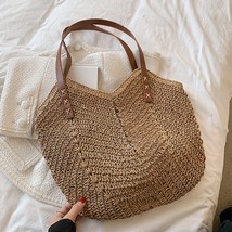Summer Bucket Straw Bags for Women Rattan Shoulder Bag High Quality Handmade Wov - £31.62 GBP