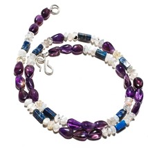 Amethyst Sage Natural Gemstone Beads Jewelry Necklace 17&quot; 73 Ct. KB-920 - £8.49 GBP