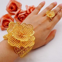 Wide bangle for women gold color luxury african india bracelet ring saudi arabia bridal thumb200