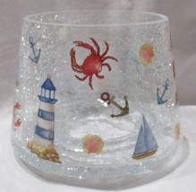 Yankee Candle Clear Crackle Jar Shade J/S Sailboats On The Coast Lighthouse - $46.66