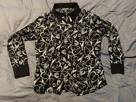Catherine Malandrino Paris Eiffel Tower Hearts Button Down Shirt Women’s L - $13.80