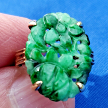 Earth mined Jade Antique Ring Art Deco Engagement Setting 14k Gold Size 6 - $1,880.01
