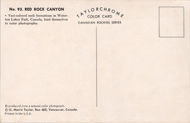 Red Rock Canyon Waterton Lakes Park Canada Postcard PC404 - £3.94 GBP