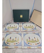 HB Henriot Lady Clare Quimper Placemats Set of 4 Yellow Melamine Felt Back - $39.00