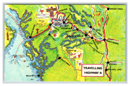 Travelling Highway 16 British Columbia Map Route Overview Postcard Unposted - £3.86 GBP
