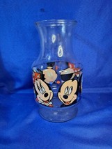 DISNEY Vintage 1986 Mickey Minnie Daffy Duck Glass Carafe Pitcher Decanter Vase - $21.49