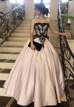 Princess Satin Long Prom Dresses, Lace Formal Evening Dress - £139.15 GBP