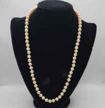 Vintage Antique Gold On German Silver 25&quot; Faux 8mm Pearl Necklace - £19.32 GBP