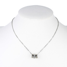 Silver Tone Necklace With Circle Pendants &amp; Swarovski Style Crystals - £21.34 GBP