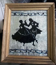 Victorian Couple Foil Picture Silhouette Reverse Painting  Dancing Wood Frame - £26.36 GBP