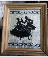 Victorian Couple Foil Picture Silhouette Reverse Painting  Dancing Wood ... - $33.61