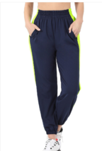 Zenana  Small Soft Stretch Tricot Knit Mid Weight Pocket Jogger Pants Navy - £10.35 GBP