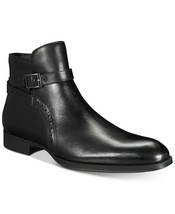 Men&#39;s Black Color Rounded Buckle Strap High Ankle Genuine Leather Handmade Boots - £127.86 GBP+