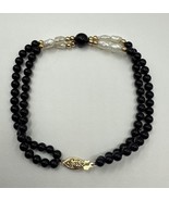 Freshwater Pearl Black Onyx and 14k Yellow Gold Bead Multi-strand Bracel... - $1,272.48 MXN