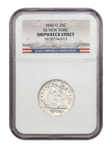 S.S. New York: 1844-O 25C NGC Shipwreck Effect - £599.31 GBP