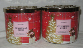 White Barn Bath &amp; Body Works 3-wick Candle Lot Set of 2 CHRISTMAS CIDER oils - £50.28 GBP