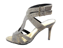 Women High Heels Silver Sandal Size 7 Bridal Holiday Prom AUDREY BROOKE Lattice - £27.96 GBP