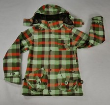 Burton City System Jacket  Green Orange Plaid Snowboard Ski Coat Wms XS ... - £60.96 GBP