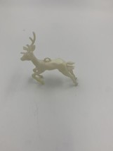 Vintage White Hollow Plastic Reindeer Christmas Ornament Missing String - £6.77 GBP