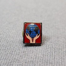 Vintage Lapel Pin 13 mm The World In Is Your Hands - Hands Holding Plane... - £9.30 GBP
