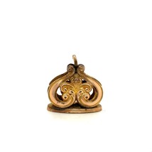 Antique Gold Filled Victorian Repousse Filigree Heart Ornate Wax Seal Fob Charm - £51.43 GBP