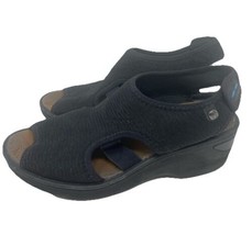 BZees Women&#39;s Dream Wedge Stretch Comfort Sandal Black 7W - $25.64